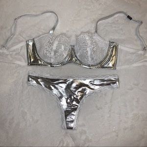 Victoria Secret Sexy White Silver lingerie set